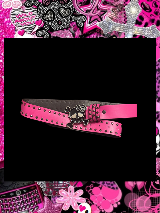 PINK & BLACK SKULL BELT