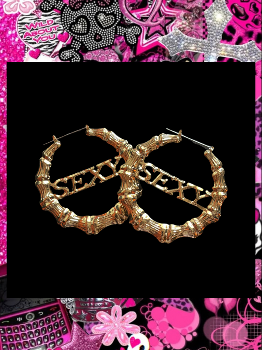 GOLD SEXY BAMBOO HOOPS (LARGE 7CM)