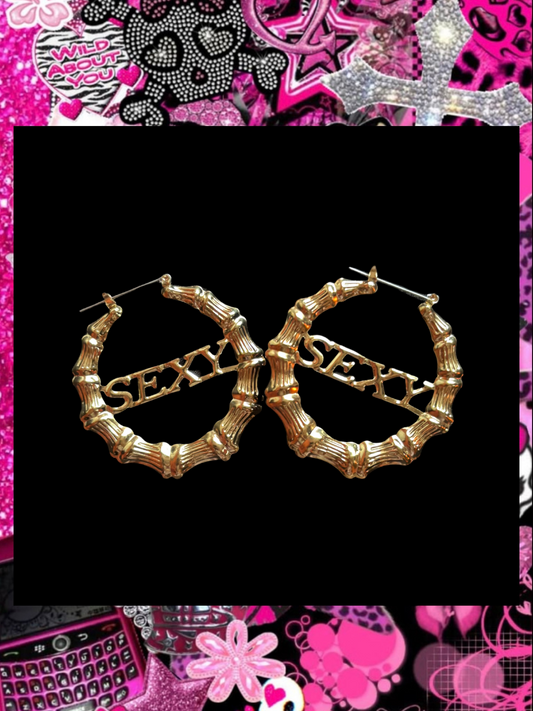 GOLD SEXY BAMBOO HOOPS (SMALL 5CM)